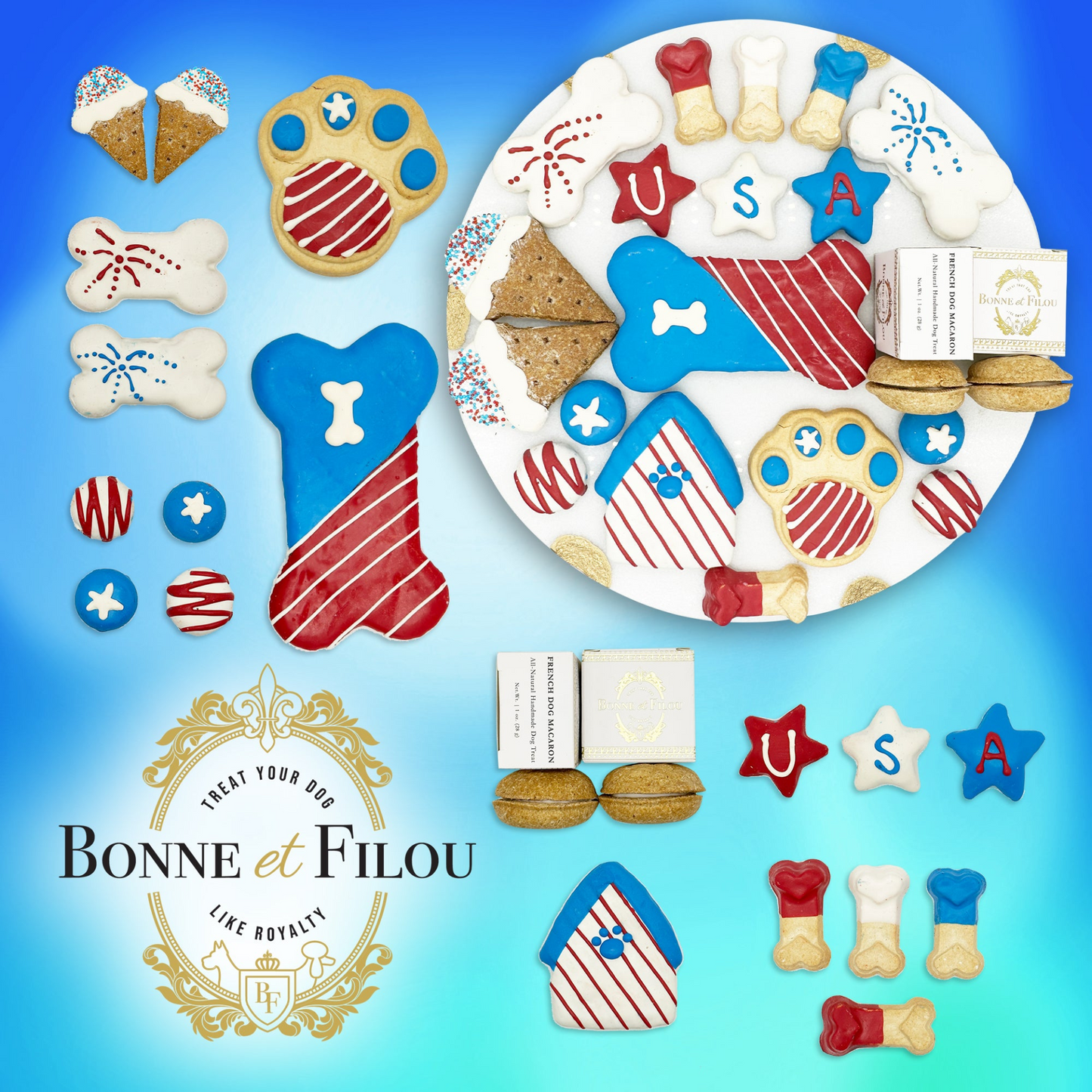 Bonne et Filou USA Themed Dog Treats Gift Box