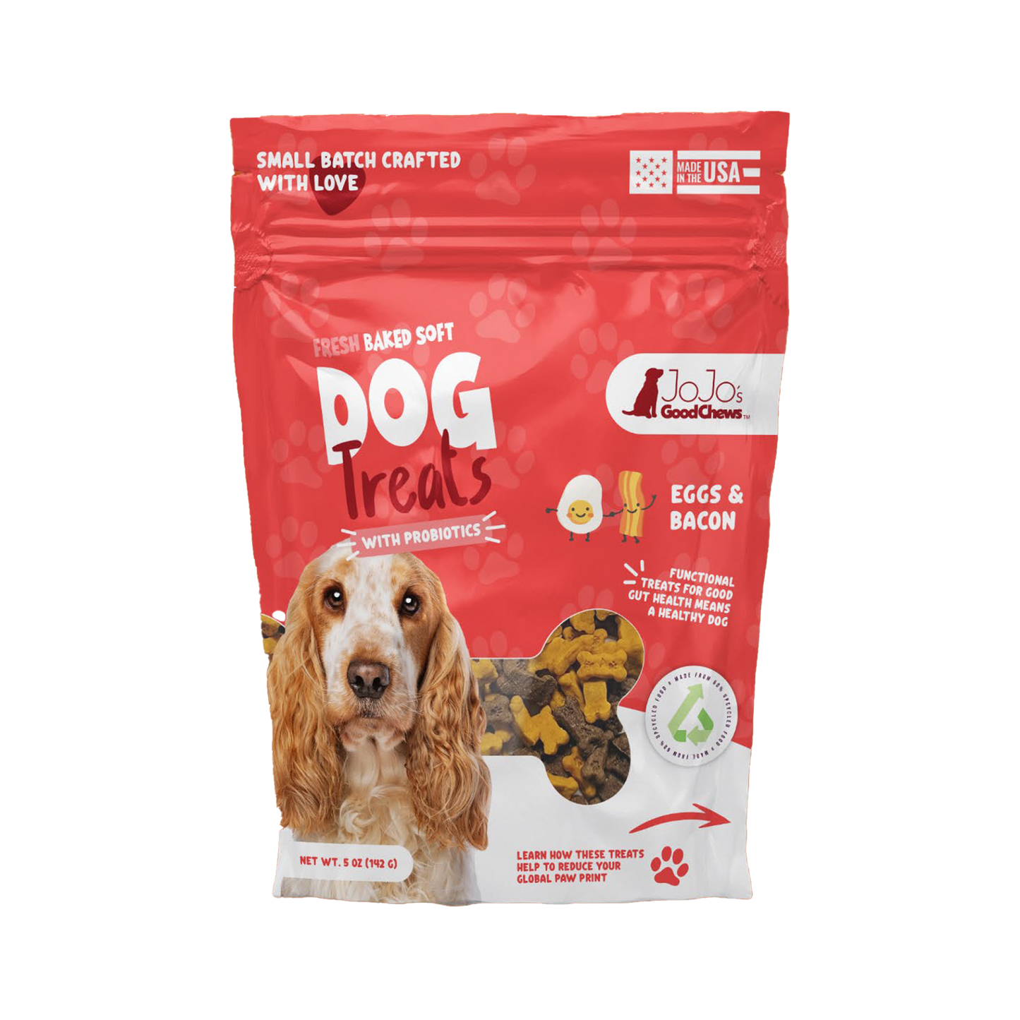 Golosinas masticables suaves para perros con huevos recién horneados y tocino (paquete de 2)