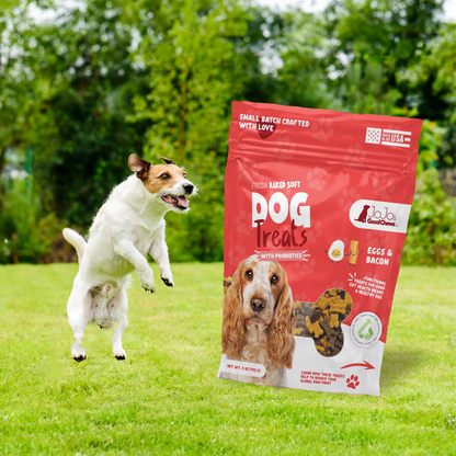 Golosinas masticables suaves para perros con huevos recién horneados y tocino (paquete de 2)