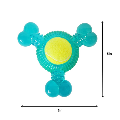 Juguete respetuoso del medio ambiente del perro del Chew del chirrido de la pelota de tenis de 3 huesos de TPR