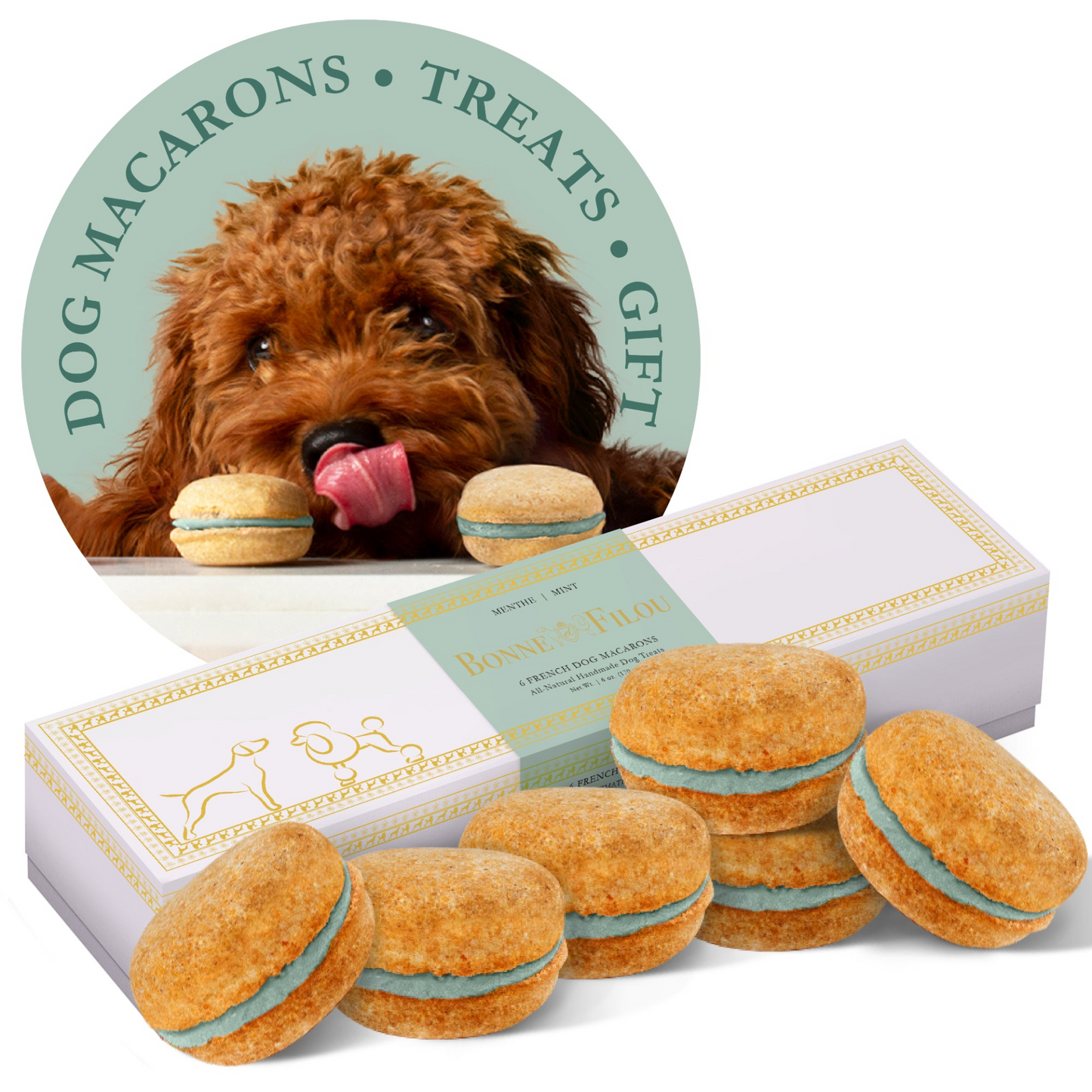 Bonne et Filou Dog Macarons (Box of 6)