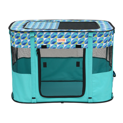 VEVOR Parque infantil plegable para mascotas: Parque infantil portátil de 32 x 24 x 22 pulgadas para perros, gatos y cachorros, tela Oxford 600D impermeable, cremallera extraíble, ideal para interiores, exteriores, viajes y camping (rectángulo pequeño)