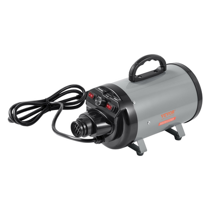 VEVOR Secador para Perros, 2000W/2.7HP, Velocidad y Temperatura Ajustables, Gris/Negro