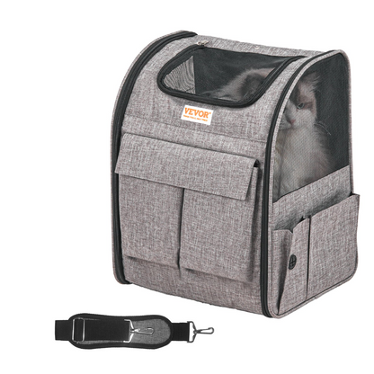 VEVOR Transportín para mascotas con ruedas - Conveniente transportador para perros para mascotas de menos de 18 libras, con asa telescópica, correa para el hombro y recipiente plegable - Gris