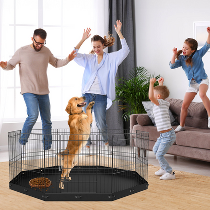 VEVOR Parque para Perros, 8 Paneles, Pluma de Ejercicio de Metal Plegable con Almohadilla Inferior, Valla para Mascotas de 24" de Altura, Jaula para Cachorros