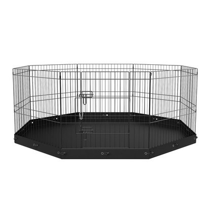 VEVOR Dog Playpen, 8 Panels Foldable Metal Dog Exercise Pen with Bottom Pad, 24" H Pet Fence Puppy Crate Kennel with Ground Stakes, Indoor Outdoor Dog Pen for Small Medium Pets, for Camping, Yard