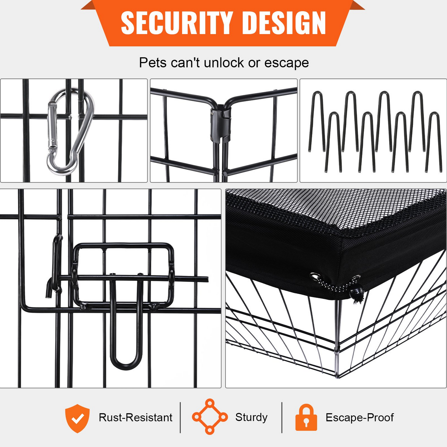 VEVOR Parque para perros, 8 paneles plegable de metal con cubierta superior, cerca para mascotas de 24 pulgadas de altura, jaula para cachorros