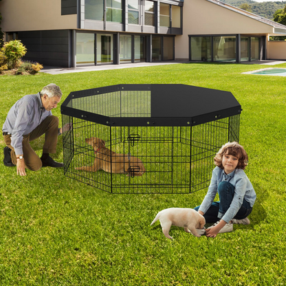 VEVOR Parque para perros, 8 paneles plegable de metal con cubierta superior, cerca para mascotas de 24 pulgadas de altura, jaula para cachorros