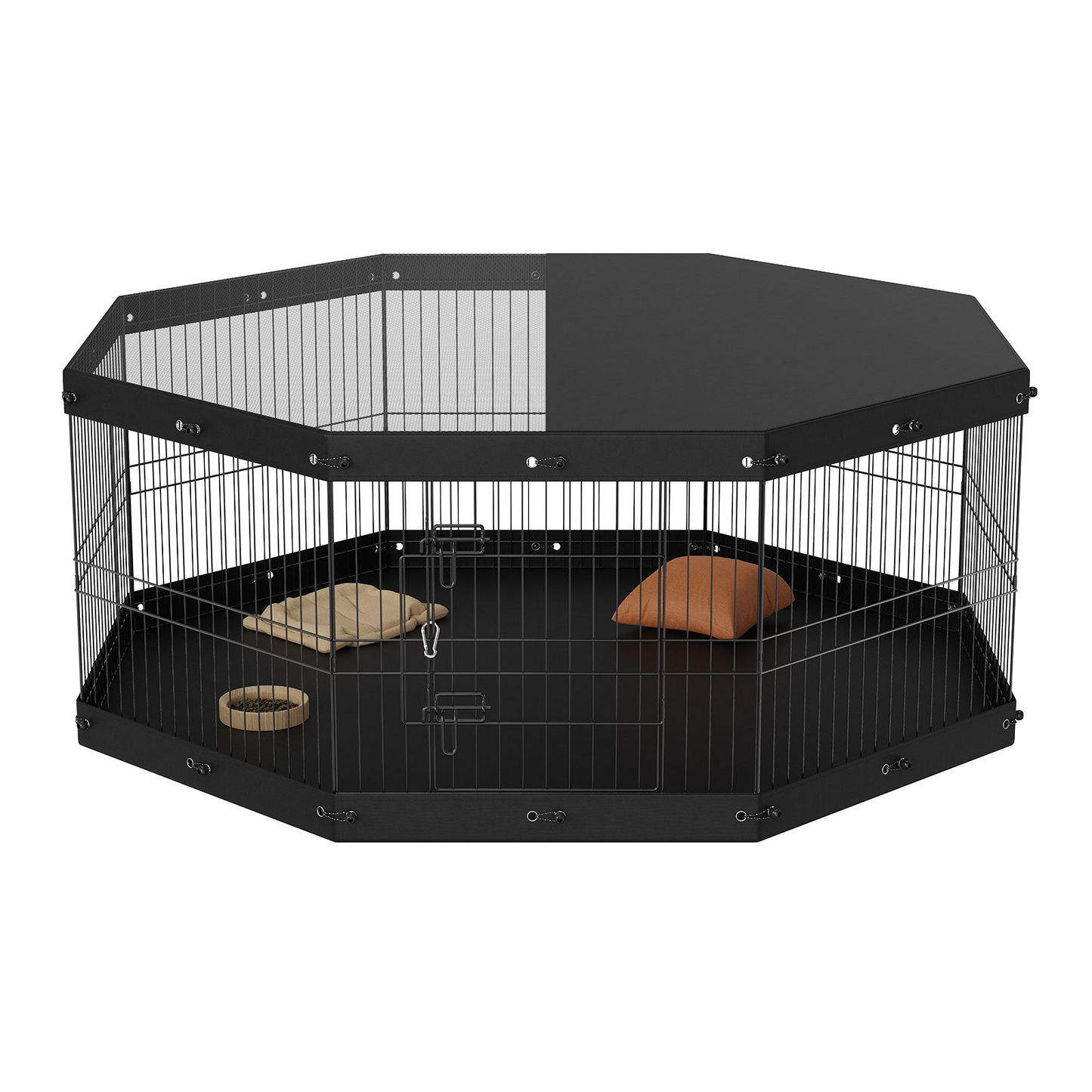 VEVOR Dog Playpen, 8 Panels Foldable Metal Dog Exercise Pen with Top Cover and Bottom Pad, 24" H Pet Fence Puppy Crate Kennel, Indoor Outdoor Dog Pen for Small Medium Pets, for Camping, Yard