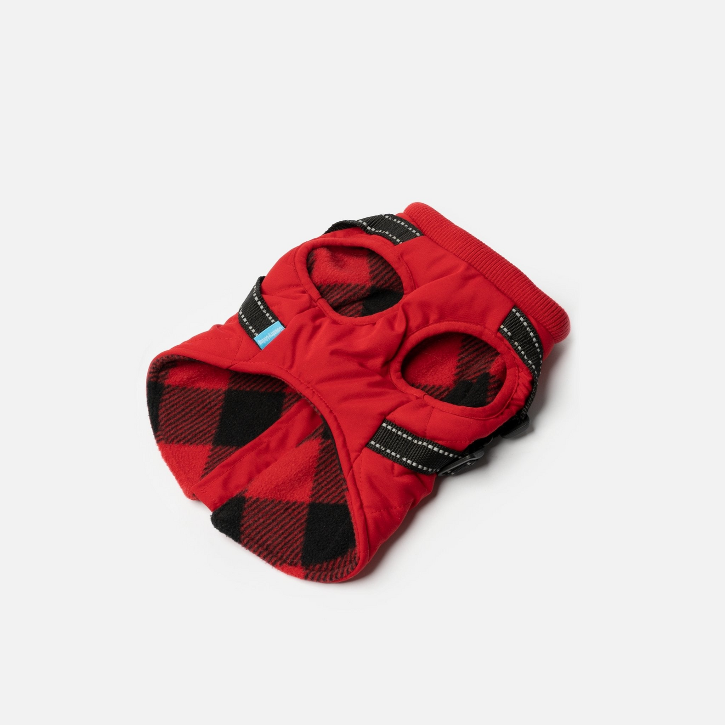 Quilted Dog Jacket With Built-In Harness - Red | All-Weather, Adjustable, Easy On and Off