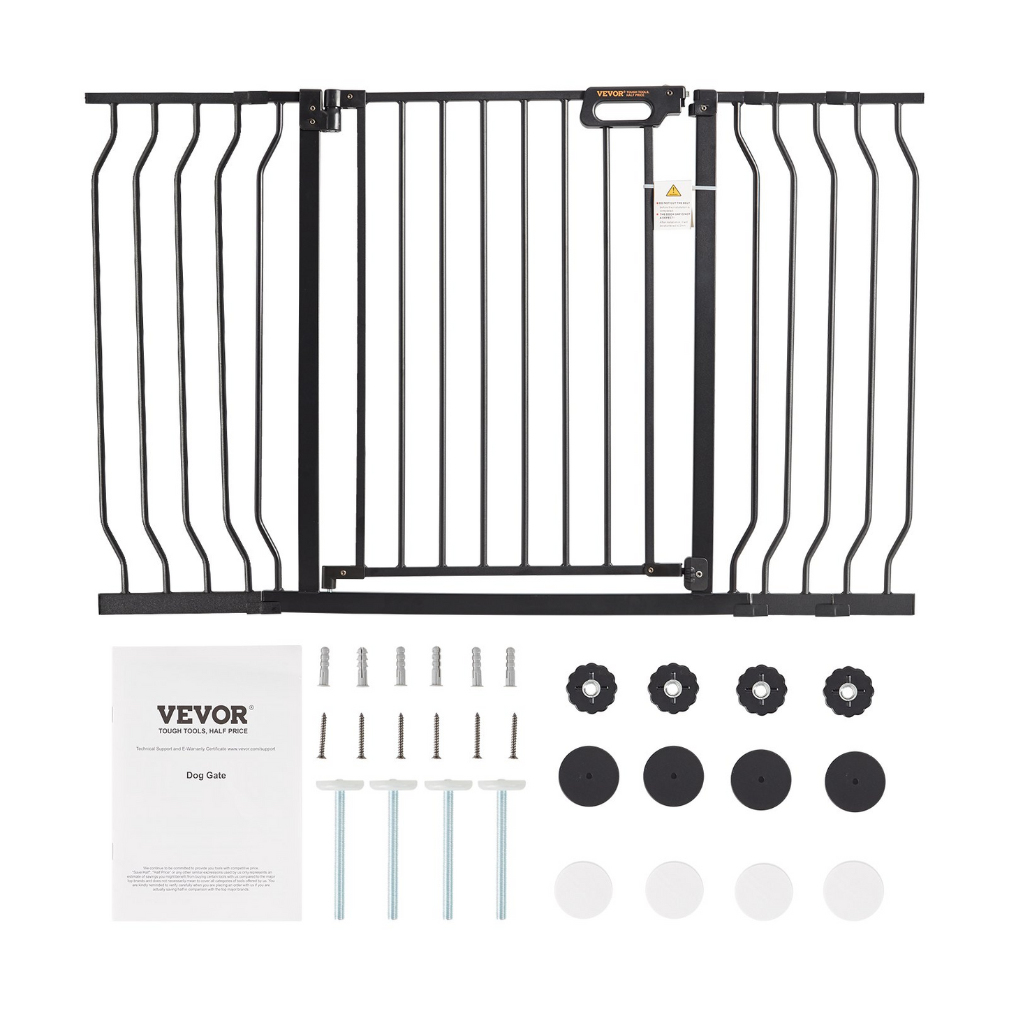 Puerta para perros VEVOR: extra ancha de 29.5 a 53 pulgadas, 30 pulgadas de alto, perfecta para escaleras, puertas y seguridad del hogar, fácil acceso, cierre automático, montaje a presión y en pared, color negro