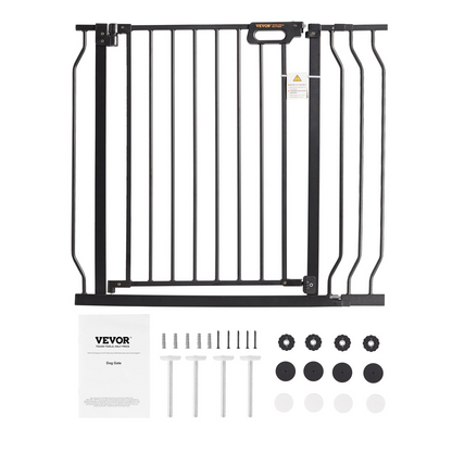 VEVOR Pet Gate, 29.5"-39" Extra Wide, 30" High, Dog Gate for Stairs Doorways and House, Easy Step Walk Thru Auto Close Child Gate Pet Security Gate with Pressure Mount Kit and Wall Mount Kit, Black