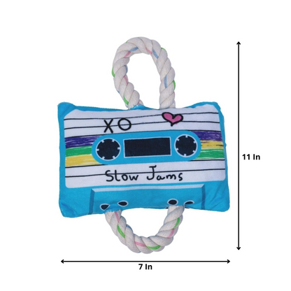 Retro Cassette Tape Plush Crinkle and Squeaker Dog Toy