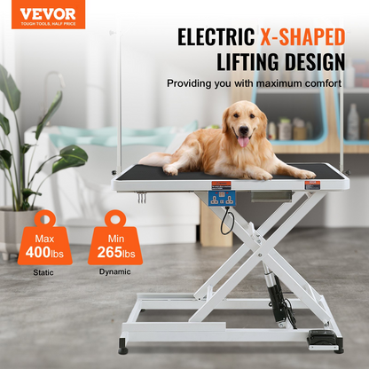 VEVOR Mesa eléctrica de aseo para mascotas de 50 pulgadas para perros grandes, altura ajustable con brazo de aseo resistente