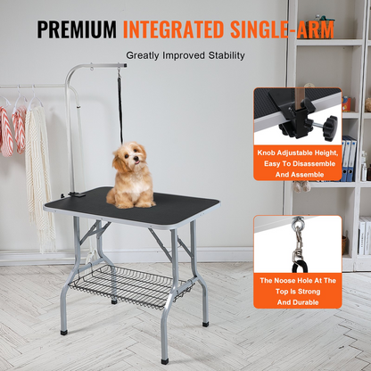 VEVOR Pet Grooming Table Arm with Clamp, 36''x24'' Dog Grooming Station, Foldable Pets Grooming Stand for Medium and Small Dogs, Free No Sit Haunch Holder with Grooming Loop, Bearing 330lbs