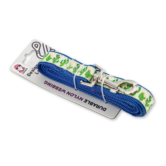 Nylon Dog Leash with Embroidered Cool Cactus Design (6ft)