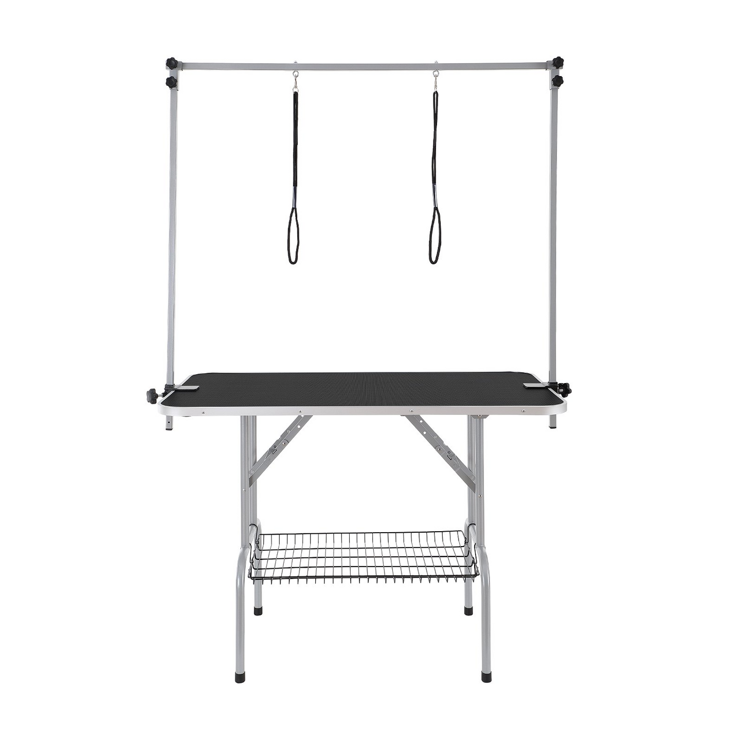 VEVOR Pet Grooming Table Two Arms with Clamp, 46'' Dog Grooming Station, Foldable Pets Grooming Stand for Medium and Small Dogs, Free No Sit Haunch Holder with Grooming Loop, Bearing 330lbs