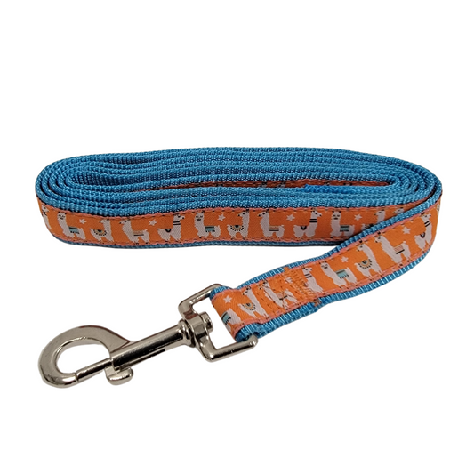 Elegante correa de nailon para perros con diseño de llama bordado (6 pies)