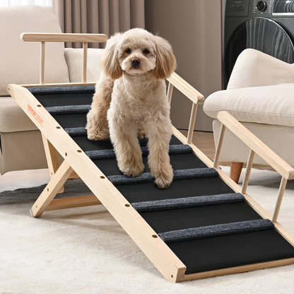 VEVOR Rampa para perros para cama, rampa ajustable de madera para mascotas para perros pequeños, grandes y ancianos