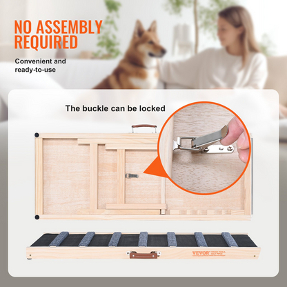 VEVOR Rampa plegable para perros para cama – Rampa de madera ajustable para mascotas, 39.3 pulgadas de largo, rango de altura de 15 a 22 pulgadas, ideal para perros pequeños a grandes, adecuada para uso en sofá, sofá y automóvil