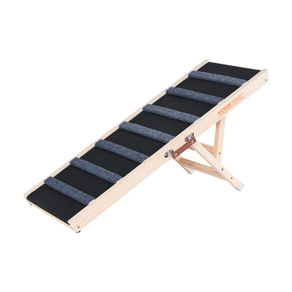 VEVOR Dog Ramp, Folding Pet Ramp for Bed, Adjustable Dog Ramp for Small, Large, Old Dogs & Cats, Wooden Pet Ramp with 39.3" Long Ramp, Adjustable from 15" to 22", Suitable for Couch, Sofa, Car