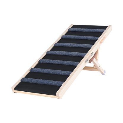 VEVOR Dog Ramp, Folding Pet Ramp for Bed, Adjustable Dog Ramp for Small, Large, Old Dogs & Cats, Wooden Pet Ramp with 39.3" Long Ramp, Adjustable from 15" to 22", Suitable for Couch, Sofa, Car