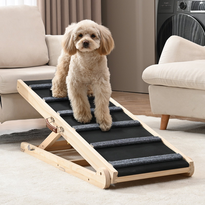 VEVOR Rampa plegable para perros para cama – Rampa de madera ajustable para mascotas, 41.3 pulgadas de largo, rango de altura de 13.77 a 25.59 pulgadas, adecuada para perros pequeños a grandes, ideal para uso en sofá, sofá y automóvil