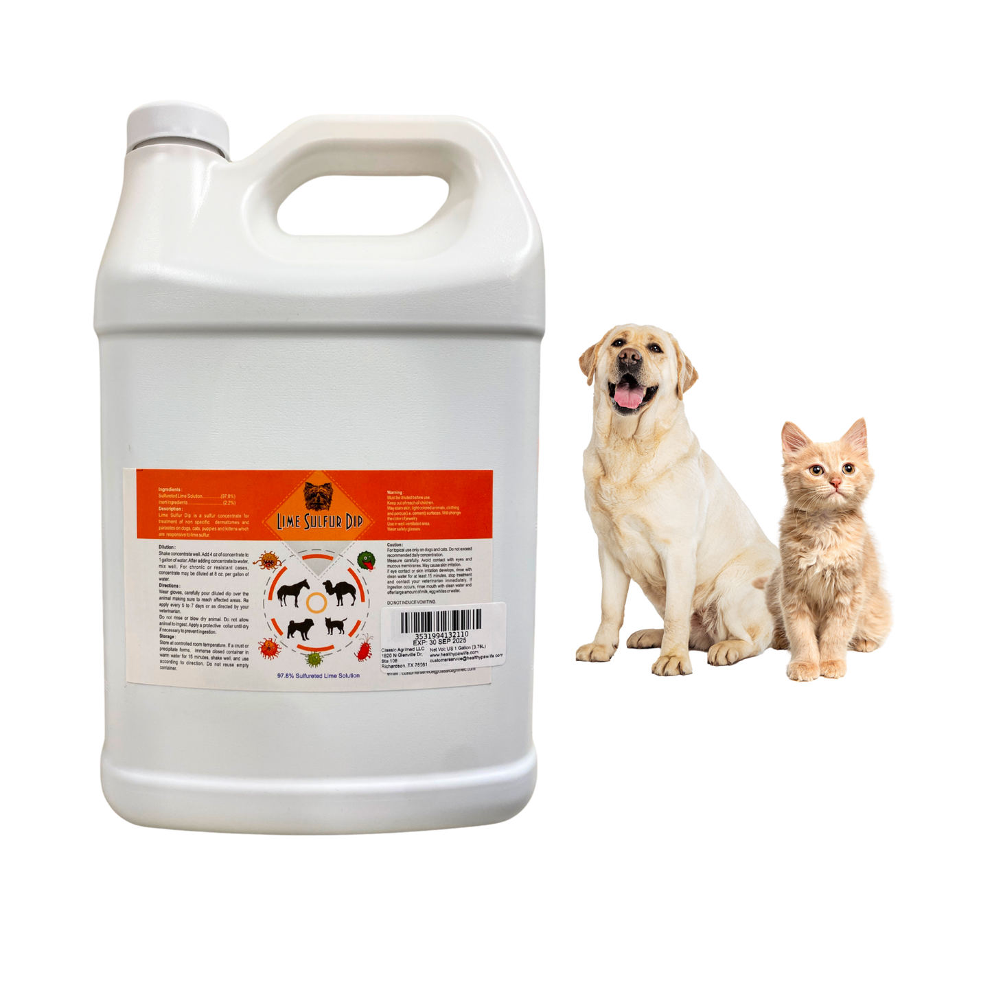 Healthy Paw Life: Dip de azufre y lima - Cuidado de mascotas para la piel seca y con picazón - Fórmula extrafuerte - Solución segura para perros, gatos, cachorros, gatitos y caballos