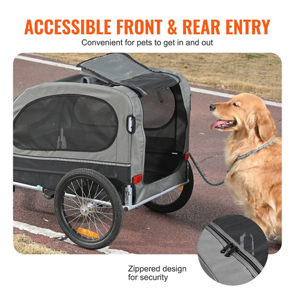 VEVOR Remolque para bicicleta para perros, soporta hasta 88 libras, carrito para cochecito para mascotas 2 en 1, portabicicletas, negro/gris