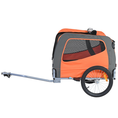 VEVOR Dog Bike Trailer, Supports up to 66 lbs, 2-in-1 Pet Stroller Cart Bicycle Carrier, Easy Folding Cart Frame with Quick Release Wheels, Universal Bicycle Coupler, Reflectors, Flag, Orange/Gray