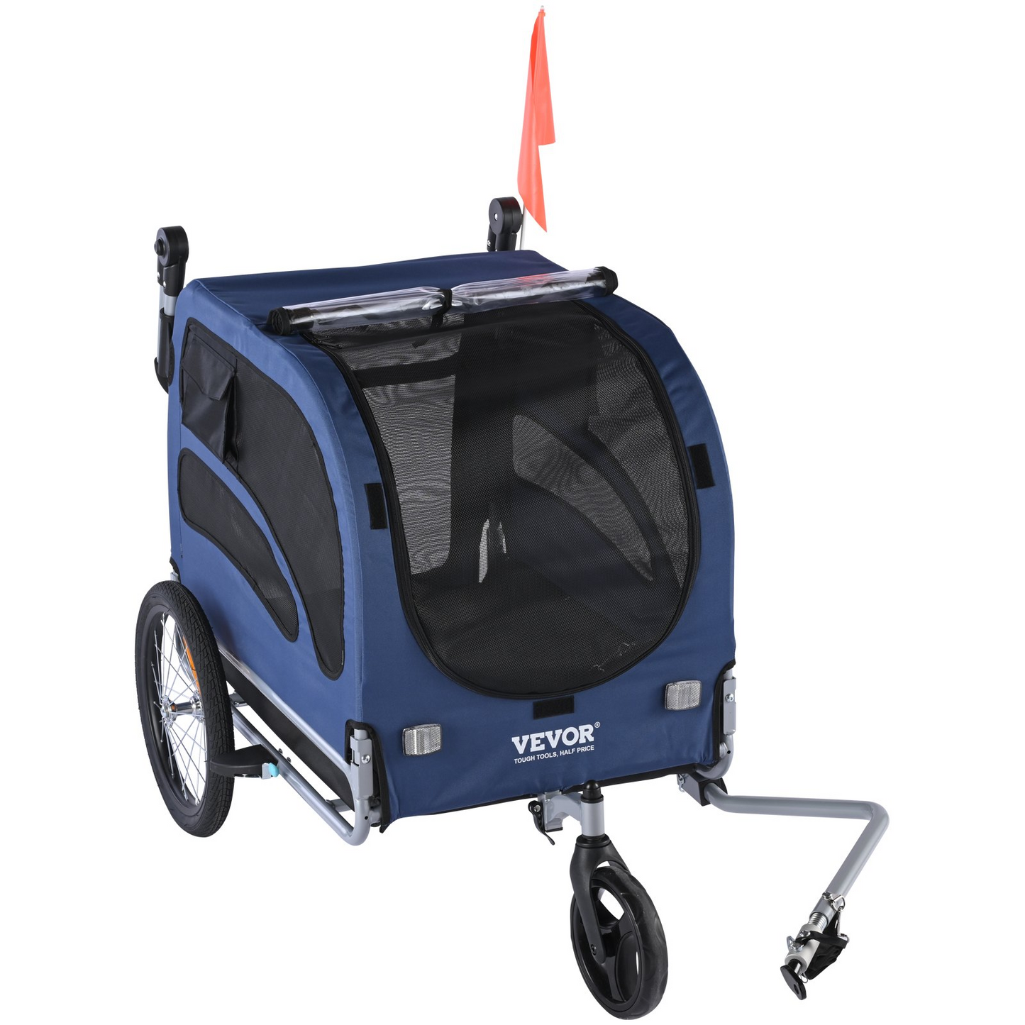 VEVOR Remolque de bicicleta para perros y cochecito para mascotas, azul/negro, soporta hasta 100 libras