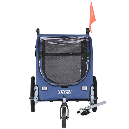 VEVOR Remolque de bicicleta para perros y cochecito para mascotas, azul/negro, soporta hasta 100 libras