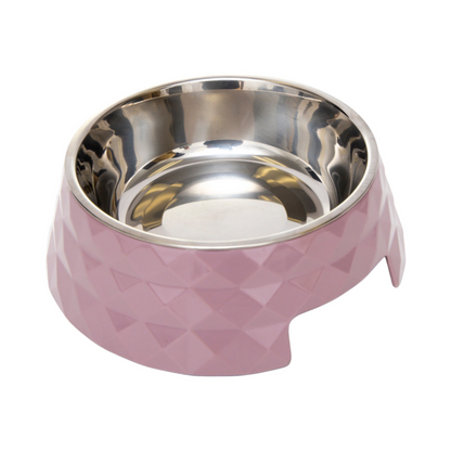 Country Living Diamond Melamine Stainless Steel Dog Bowl (Wood Rose)