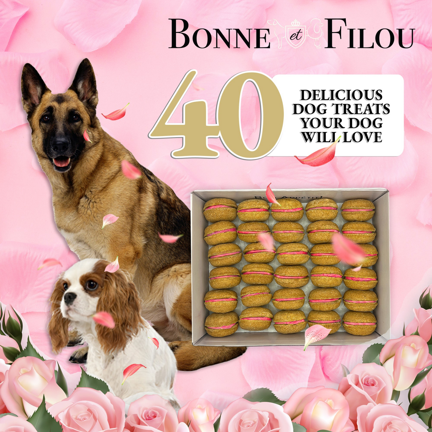 Bonne et Filou 40 Count Dog Macaron Treats Gift Box