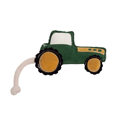 Vegan Leather Green Tractor Eco-Friendly Dog Toy