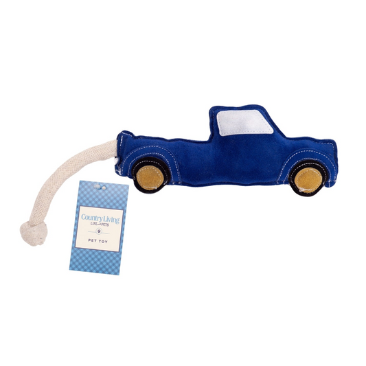 Vegan Leather Blue Pickup Truck Eco-Friendly Dog Toy