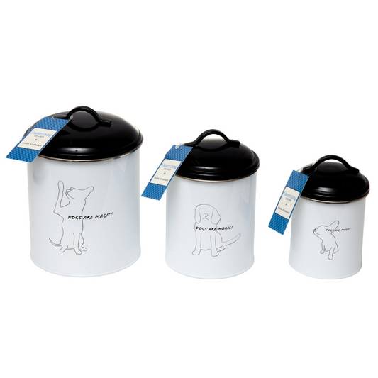 Black & White Pet Food & Treat Storage Canisters (Set of 3)