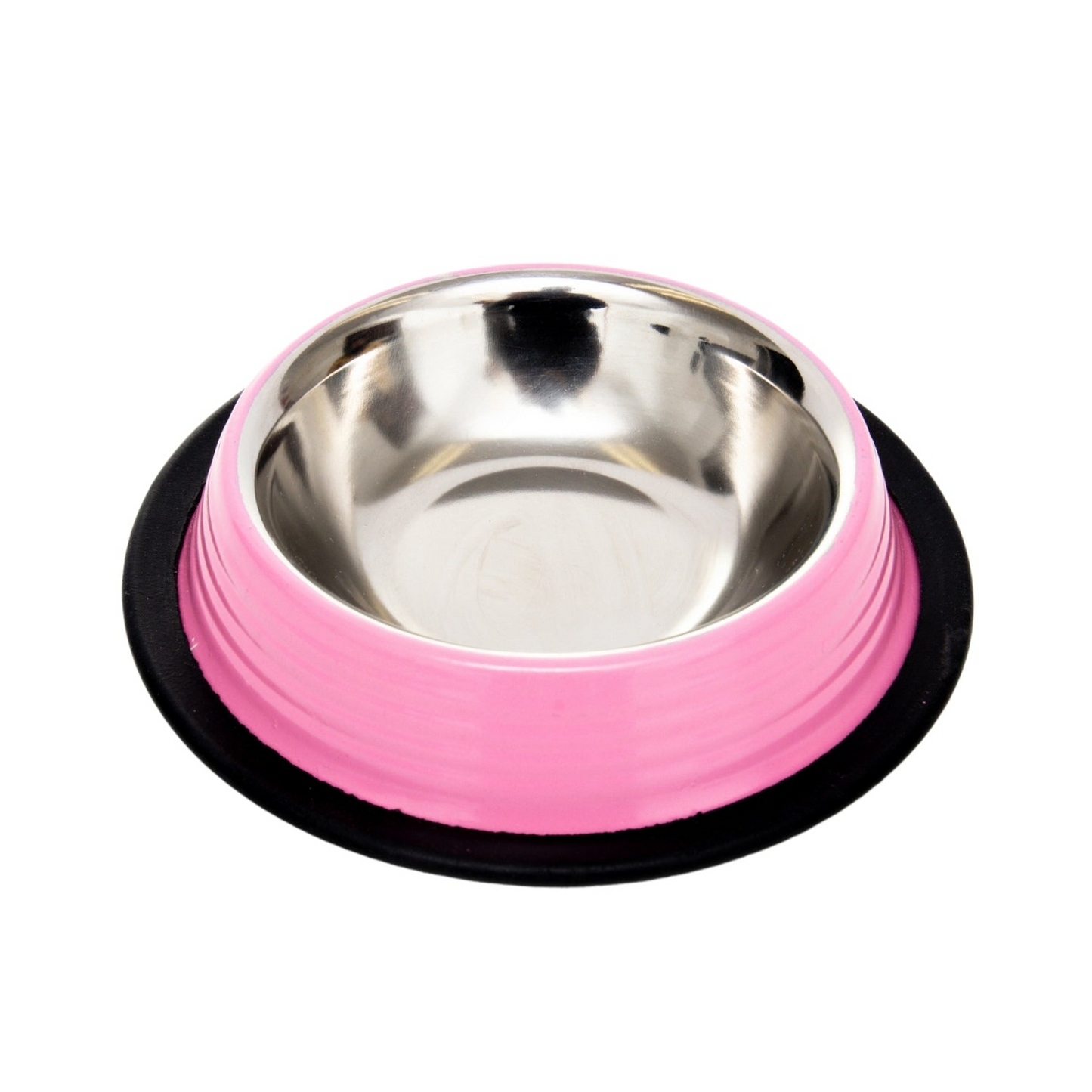 Ribbed No Tip Non Skid Colored Stainless Steel Bowl - Carnation Pink