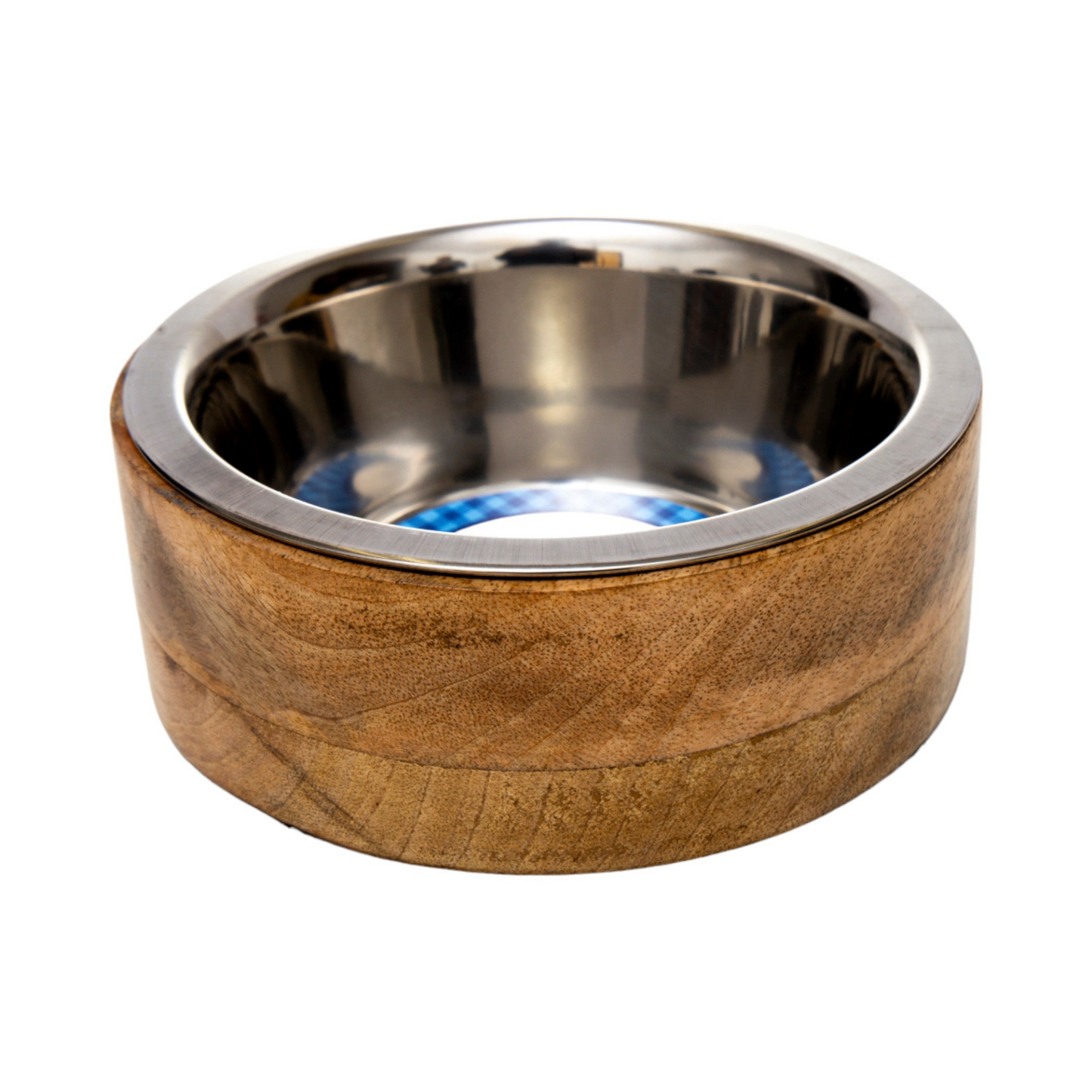 Stainless Steel Dog Bowl with Cylindrical Mango Wood Holder