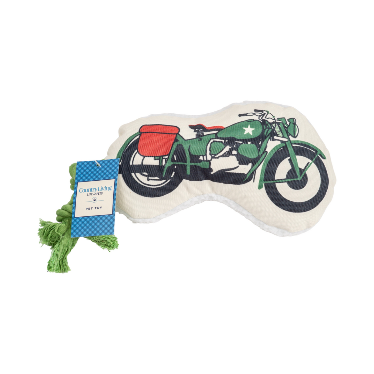 Juguete retro para perros y cachorros de peluche con motocicleta del ejército