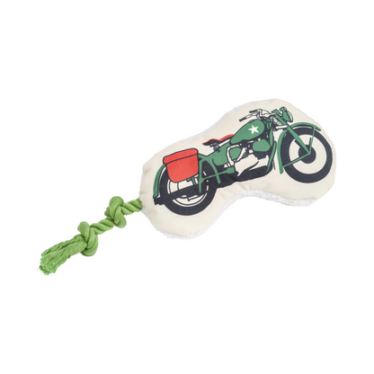 Retro Army Motorcycle Plush Dog and Puppy Toy