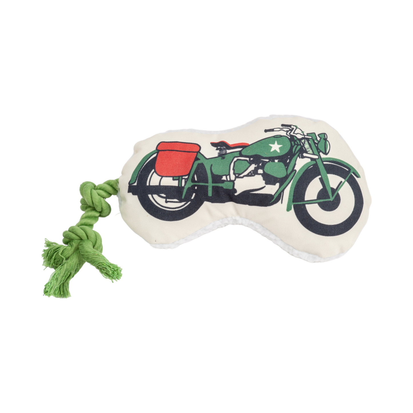 Juguete retro para perros y cachorros de peluche con motocicleta del ejército