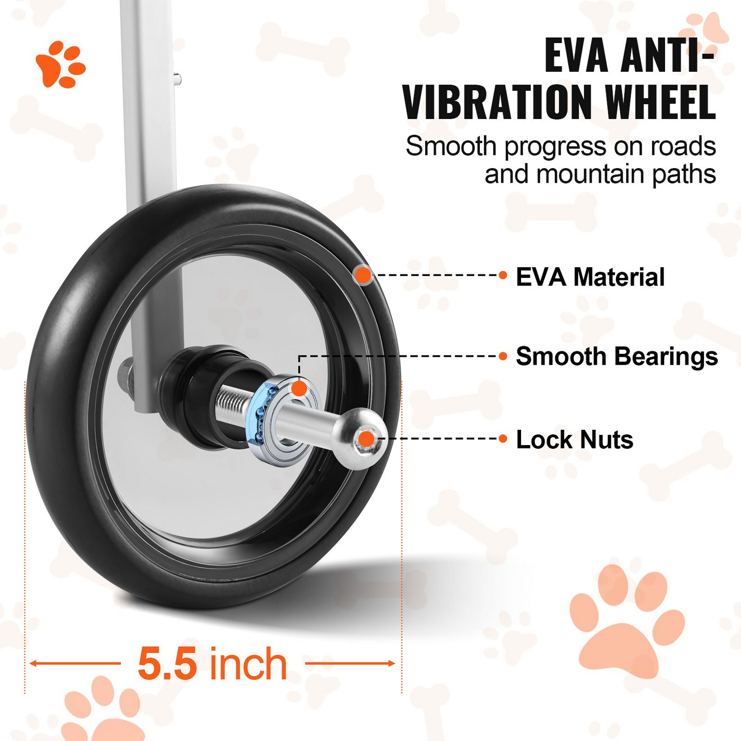 VEVOR 2 Wheels Dog Wheelchair for Back Legs, Pet Wheelchair Lightweight & Adjustable Assisting in Healing,  Dog Cart/Wheelchair for Injured, Disabled, Paralysis, Hind Limb Weak Pet (XS)