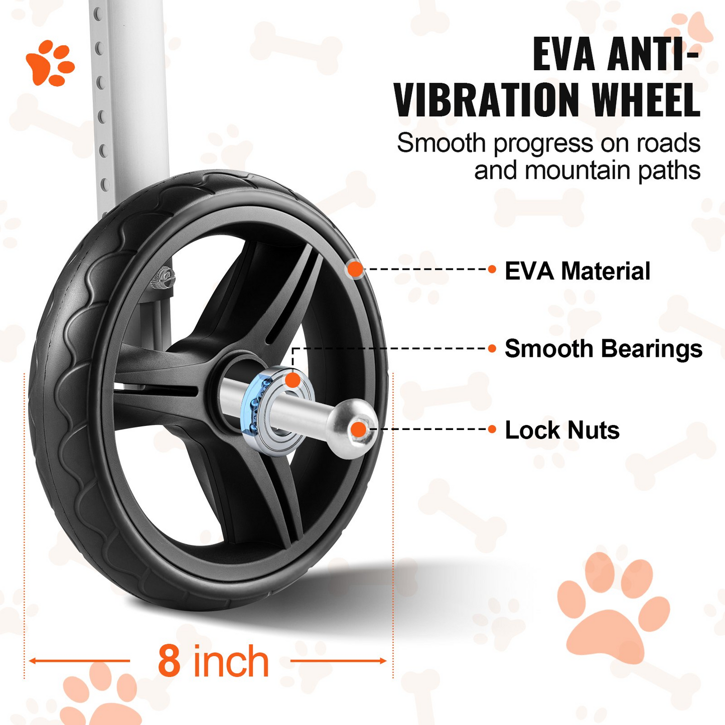 VEVOR 2 Wheels Dog Wheelchair for Back Legs, Pet Wheelchair Lightweight & Adjustable Assisting in Healing,  Dog Cart/Wheelchair for Injured, Disabled, Paralysis, Hind Limb Weak Pet (M)