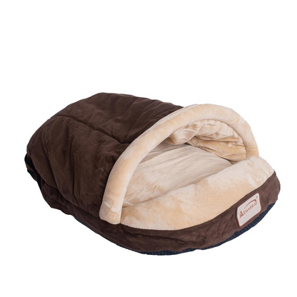 Armarkat Pet Bed Mocha - Cozy Faux Suede and Soft Velvet Cat Bed with Waterproof Base