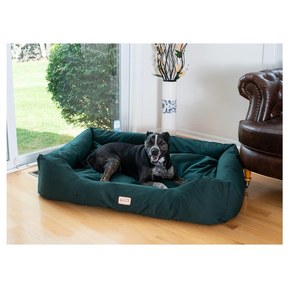 Cama grande para mascotas con refuerzo verde laurel - Armarkat D01FML-L