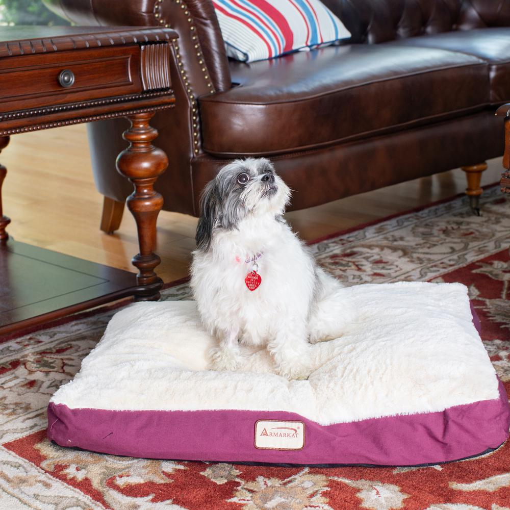 Armarkat Model Medium Pet Bed Mat with Poly Fill Cushion in Burgundy & Ivory