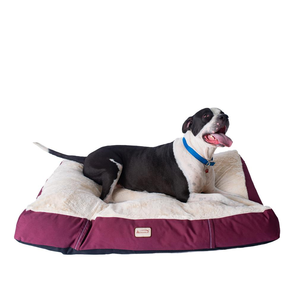 Armarkat Extra Large Dog Bed Mat with Poly Fill Cushion - Comfort for Your Canine Companion in Burgundy & Ivory