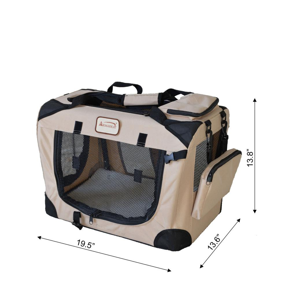 Transportín para mascotas Armarkat en color beige, modelo PC201B, con múltiples bolsillos