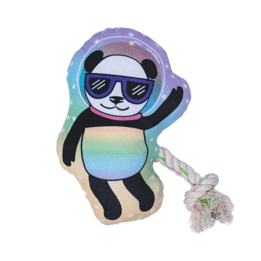 Space Panda Crinkle and Squeaky Plush Dog Toy